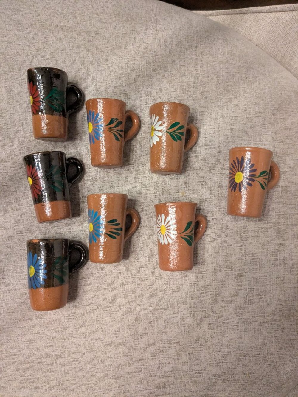Mexican Hand painted  Shot Glasses terracotta
